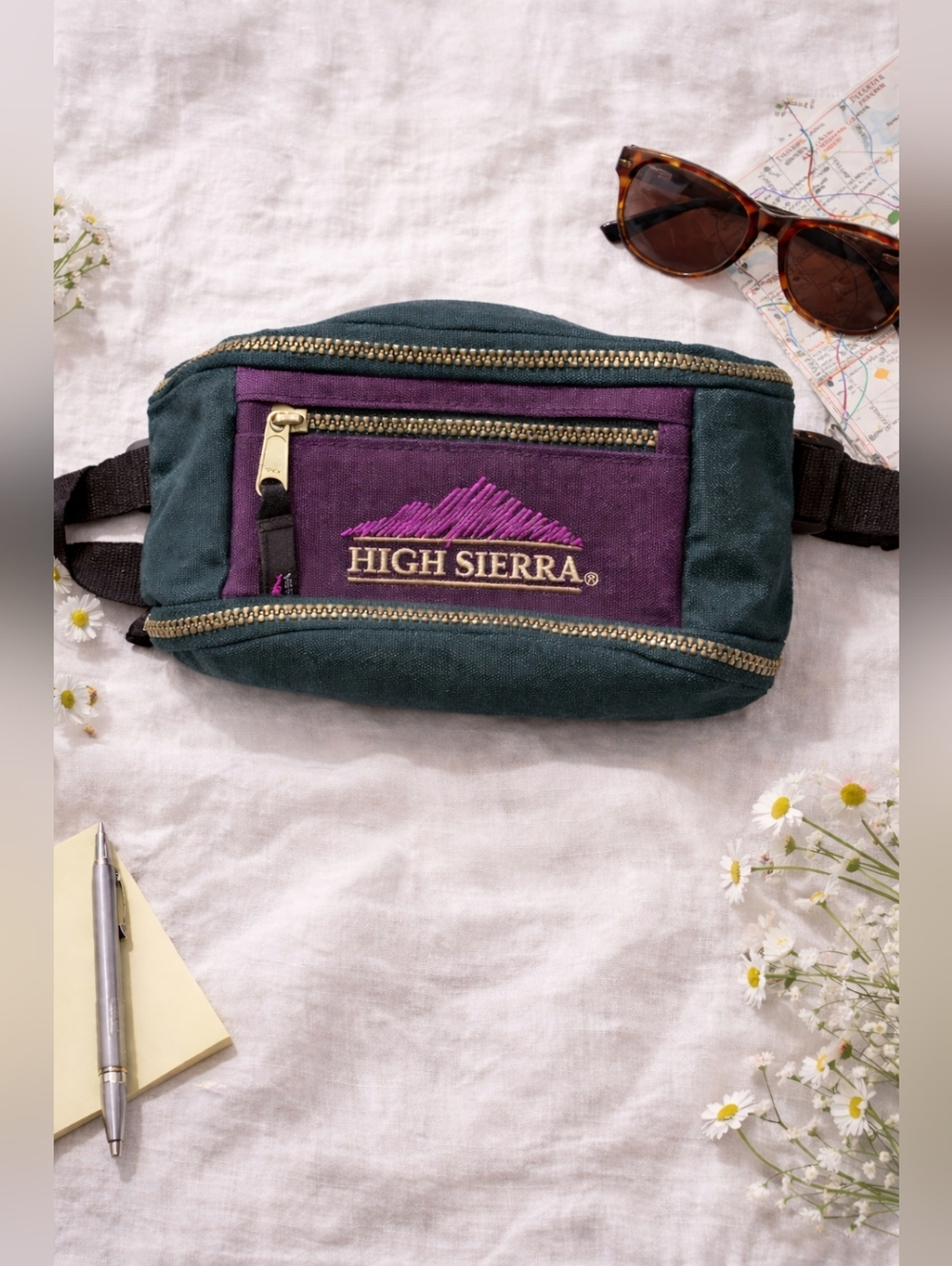 High Sierra NWT Fanny Pack Belt Bag Purple Green Travel Waist Pack